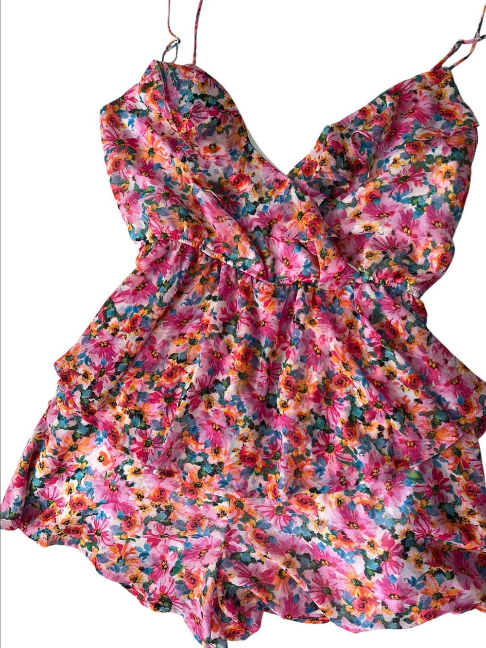 ROW·A Floral Pink Sleeveless Romper